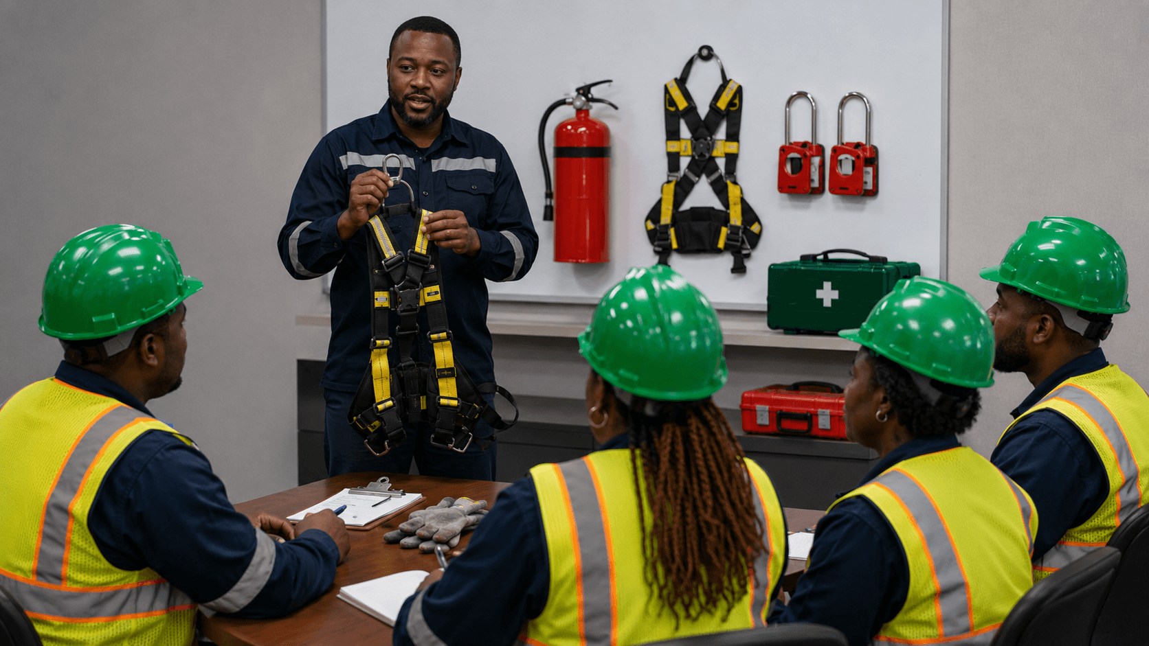 Safety instructor leading a group session